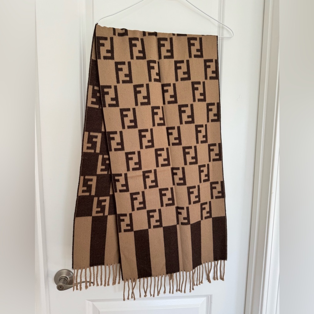 FENDI ZUCCA WOOL SCARF- REVERSIBLE WITH COA
